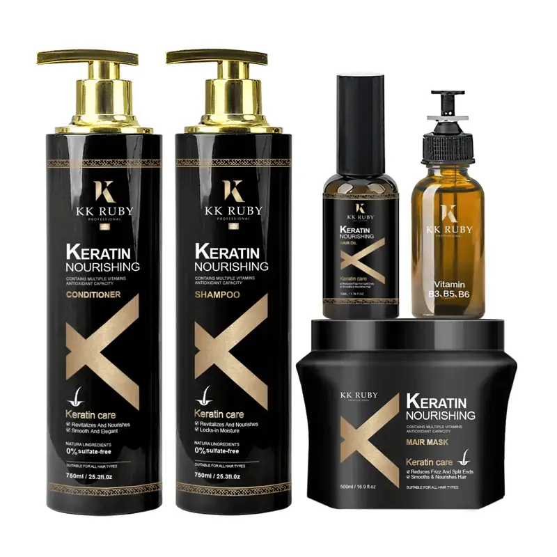 OEM ODM Organic Keratin Hair Treatment Set Natural Moisturizing Sulfate‑Free Shampoo and Salon Conditioner