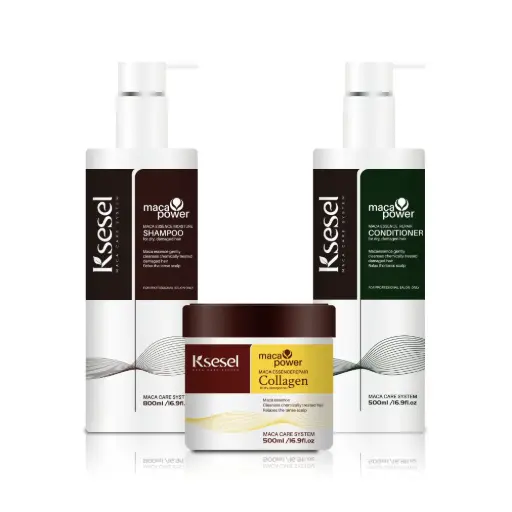 Ksesel Hair Repair Set with Shampoo, Conditioner, and Maca Collagen Mask for Dry Damaged Hair (50.7 fl oz)